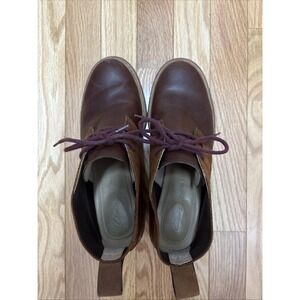 Clarks Boots Trace Glow Brown Leather Suede Lace Up Boots Lug Sole Cushion Sz‎ 9